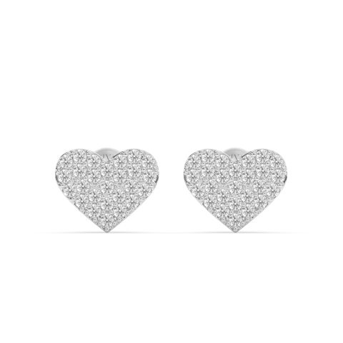 Amouris Heart Shaped Diamond Cluster Stud Earrings